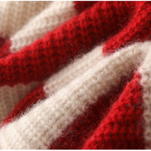 Light Luxury - Women's Turtleneck Striped Pure Cashmere Sweater - Picture 6 of 7